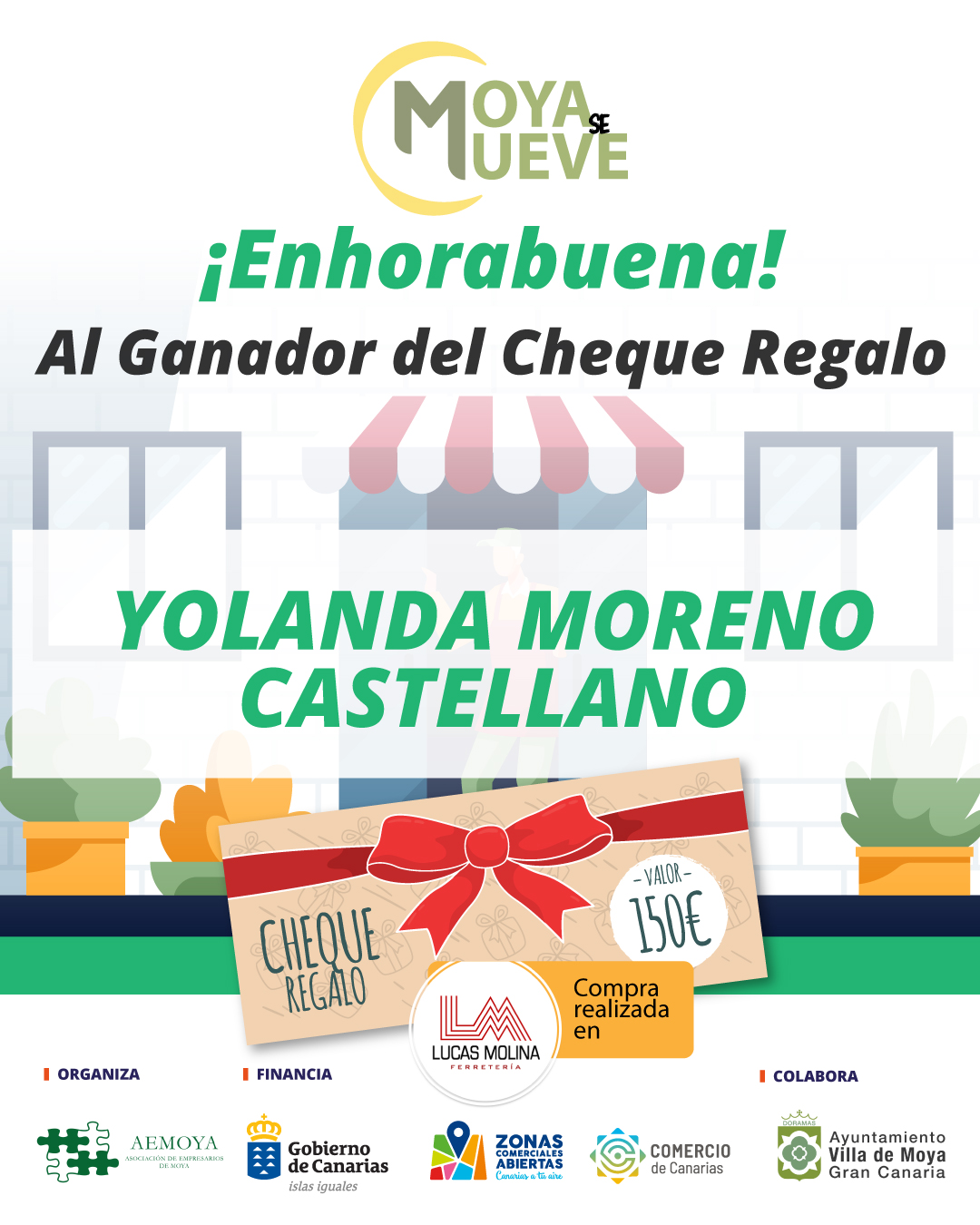 Moya premia la fidelidad al comercio local con un nuevo Cheque Regalo de 150 €
